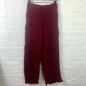 Urban Outfitters Women's UO Popcorn Knit Trousers Pant Burgundy Size Small P